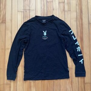 Playboy Club Long Sleeve Graphic Tee Black Anime Japan Bunny Girl Print Size S P